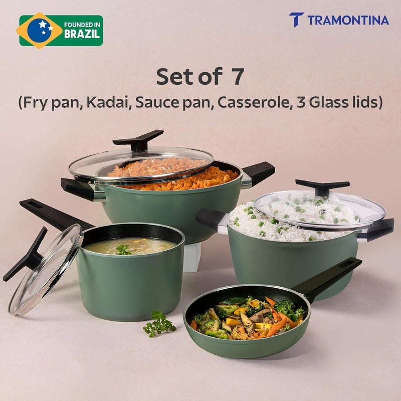 Tramontina Aura 7-Pieces Non-Stick Cookware Set – Sea Green - Image 2